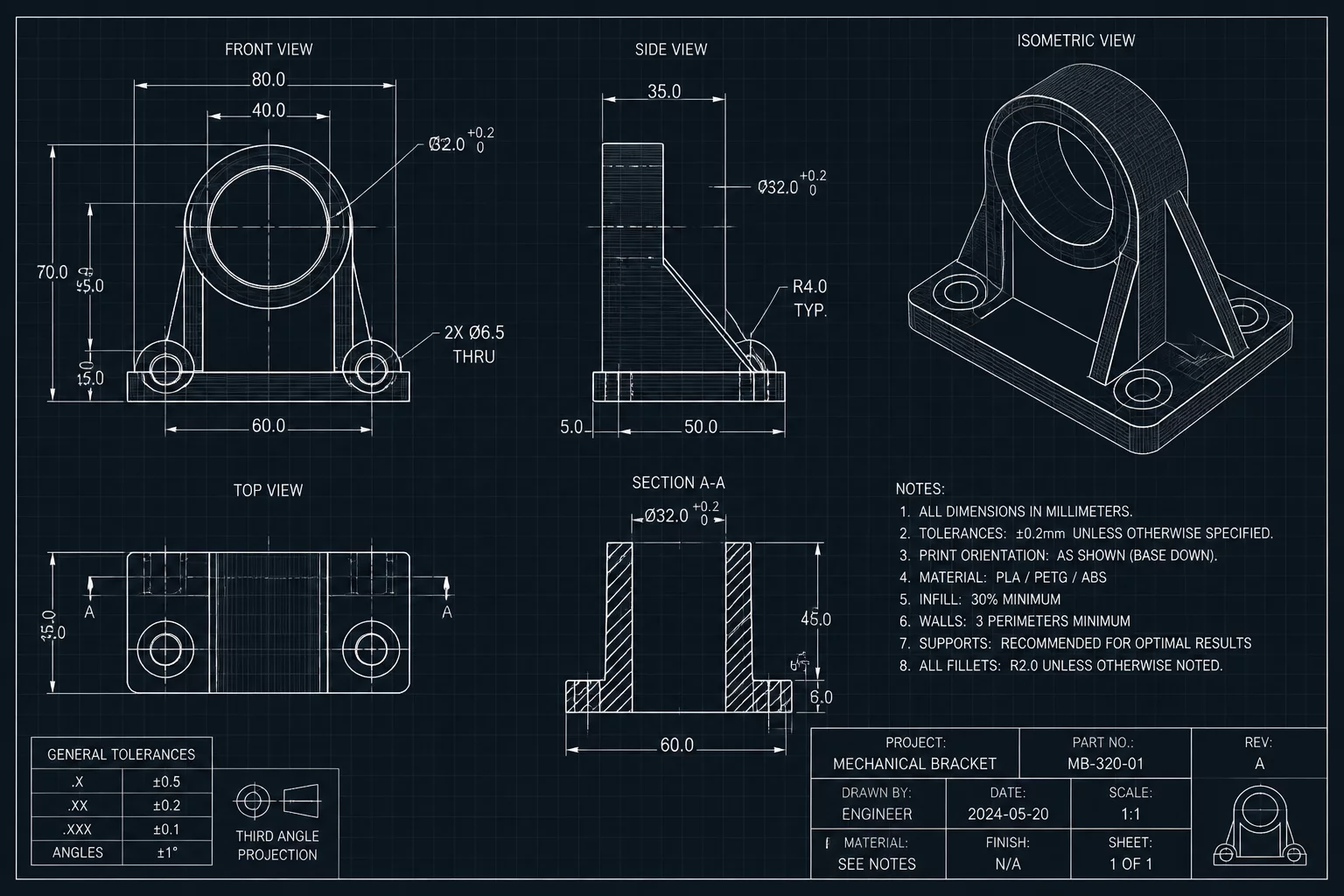 Additive Manufacturing Blueprint Schematic